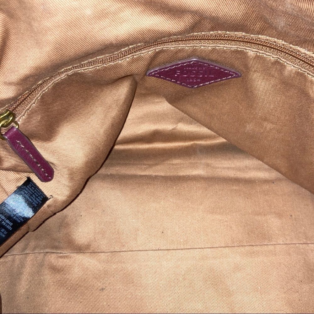Fossil Burgundy Leather Satchel with Detachable Crossbody Strap - Picture 4 of 10